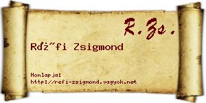 Réfi Zsigmond névjegykártya