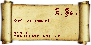 Réfi Zsigmond névjegykártya